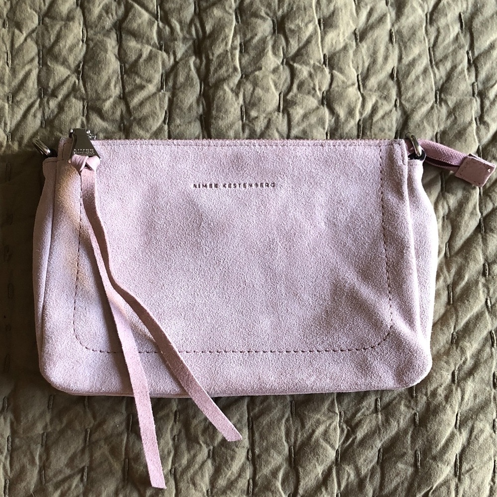 Aimee Kestenberg Light Pink Suede Crossbody Bag